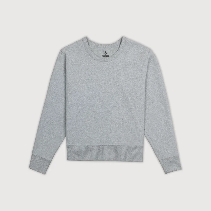 Women's Classic Crewneck - Heather Grey Comfy Pullover Sweatshirt