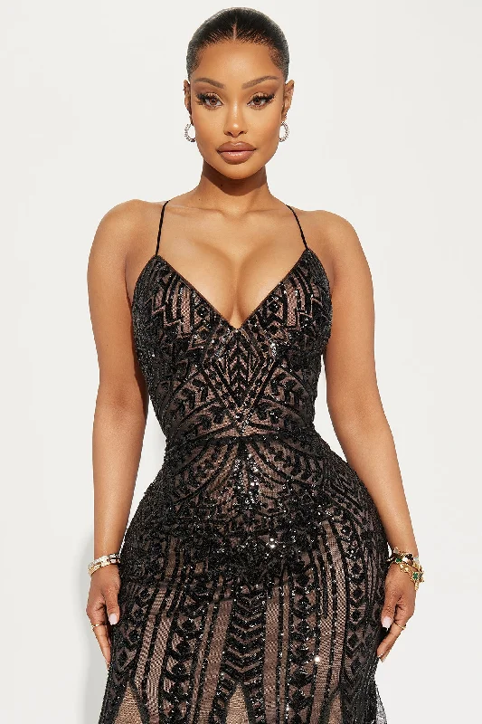 Glamorous Evening Sequin Gown - Black/combo Glamorous Evening Sequin Gown - Black/combo