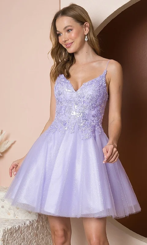 Fit-and-Flare Glitter Tulle Short Homecoming Dress