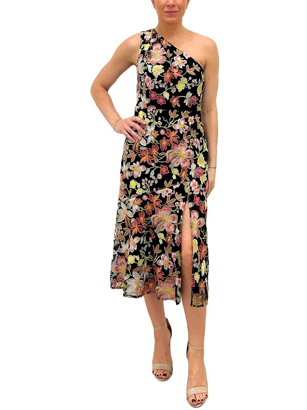 Womens One Shoulder Midi Sheath Dress Elegant Midi Dress
